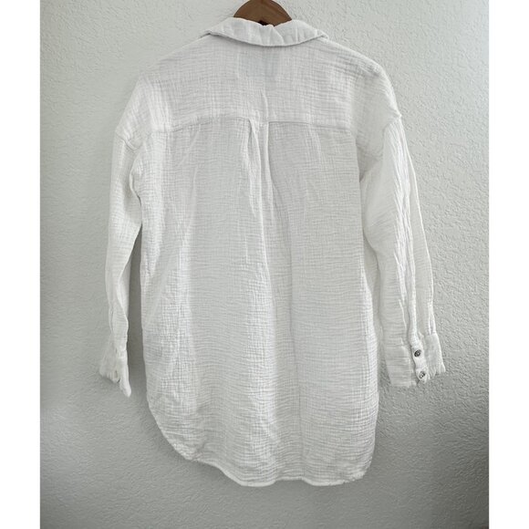 Lola River Shirt Womens S Button Up L/S Double Cloth Gauze Top Pocket Peasant - Picture 6 of 12